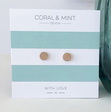 Gold Sparkly Studs   Coral and Mint